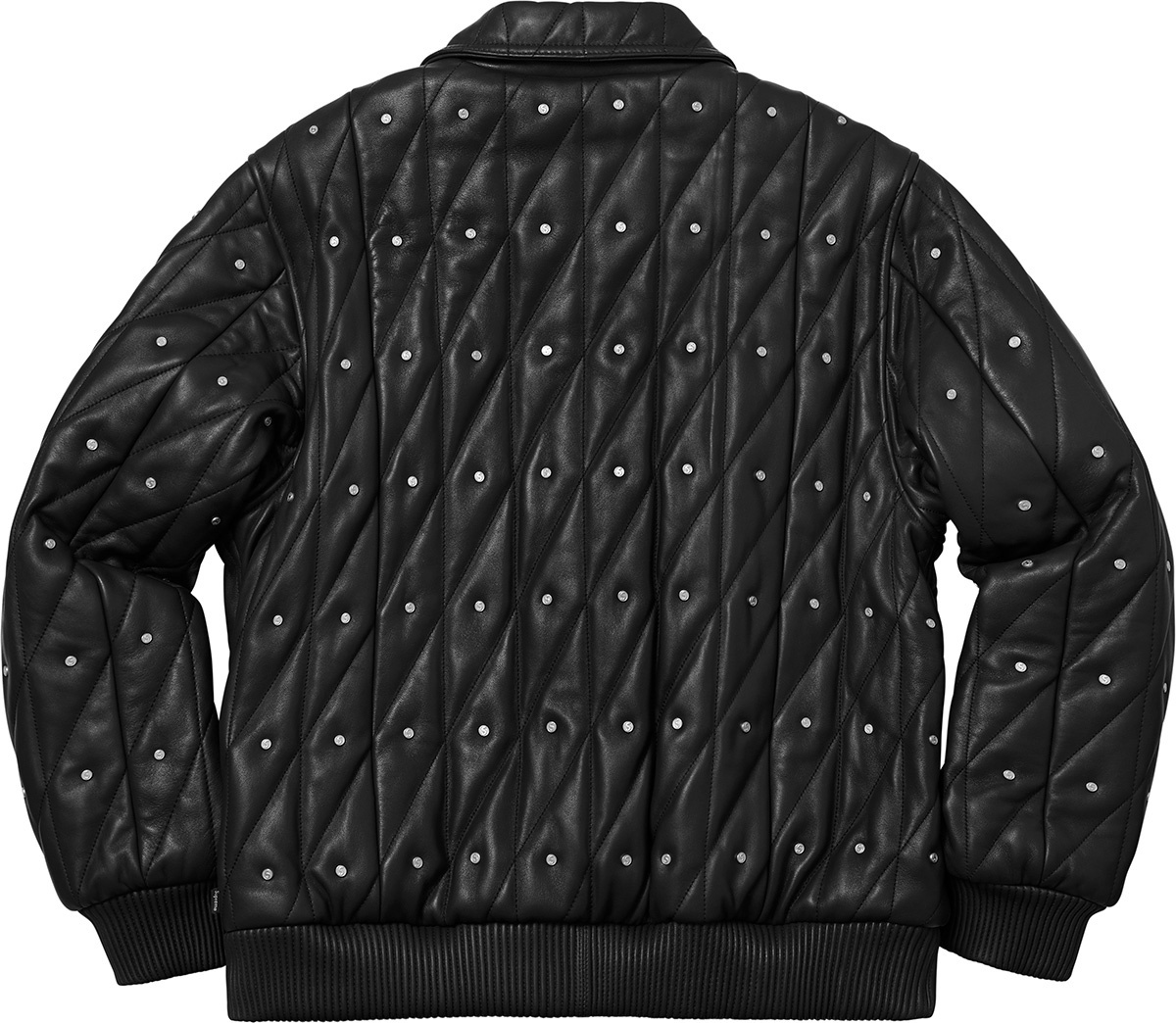 Quilted Studded Leather Jacket view 2